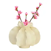 Coraléa - Vase Keramik gewellt Cremeweiß
