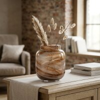 Marbél - Vase Glas Marmoroptik Braun
