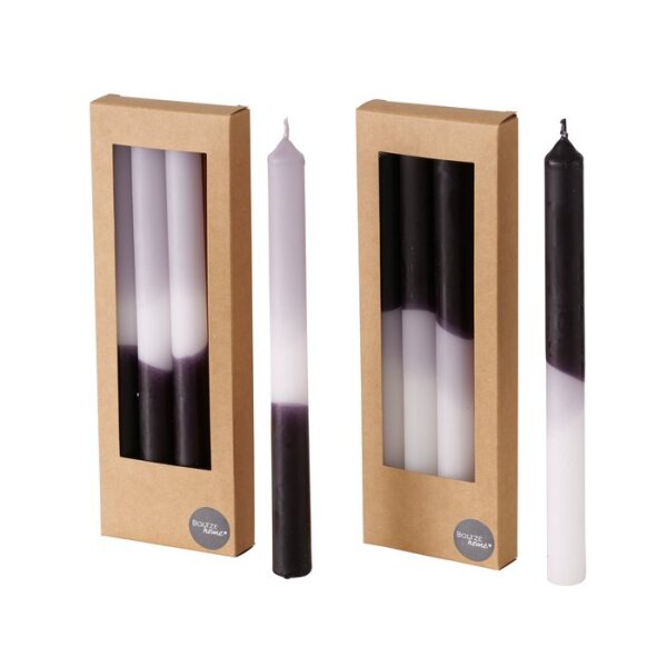 Coloré – Dip-Dye Stabkerze 20 cm Schwarz-Weiß-Grau
