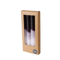 Coloré – Dip-Dye Stabkerze 20 cm Schwarz-Weiß-Grau